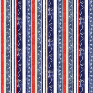 Nautical Stripes in red navy and blues with nautical rope